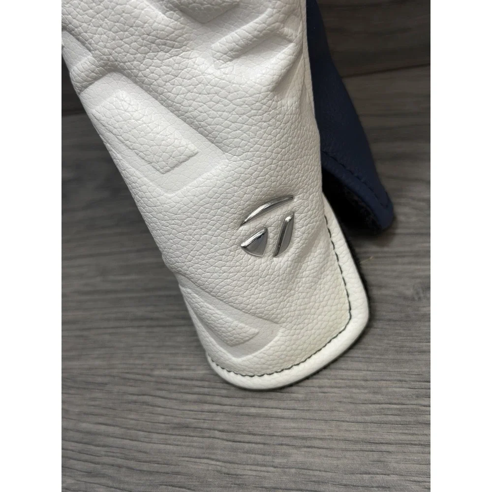 TaylorMade QI10 Wood Head Cover White Navy Blue Golf Synthetic Leather